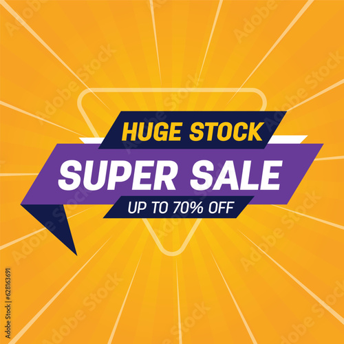 Super sale banner. Sale and discounts. Vector poster illustration. 