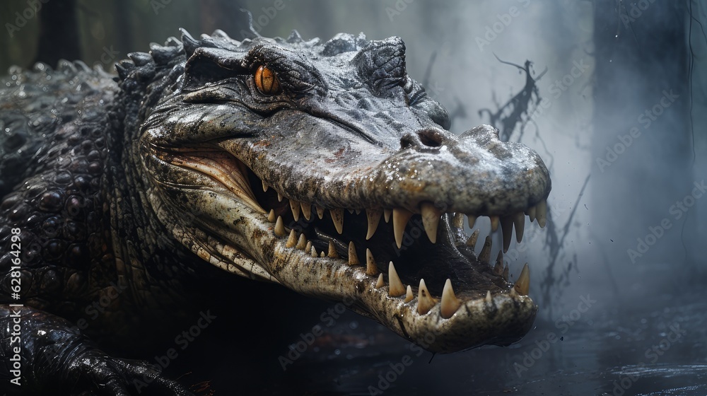 Obraz premium alligator coming out of the fog