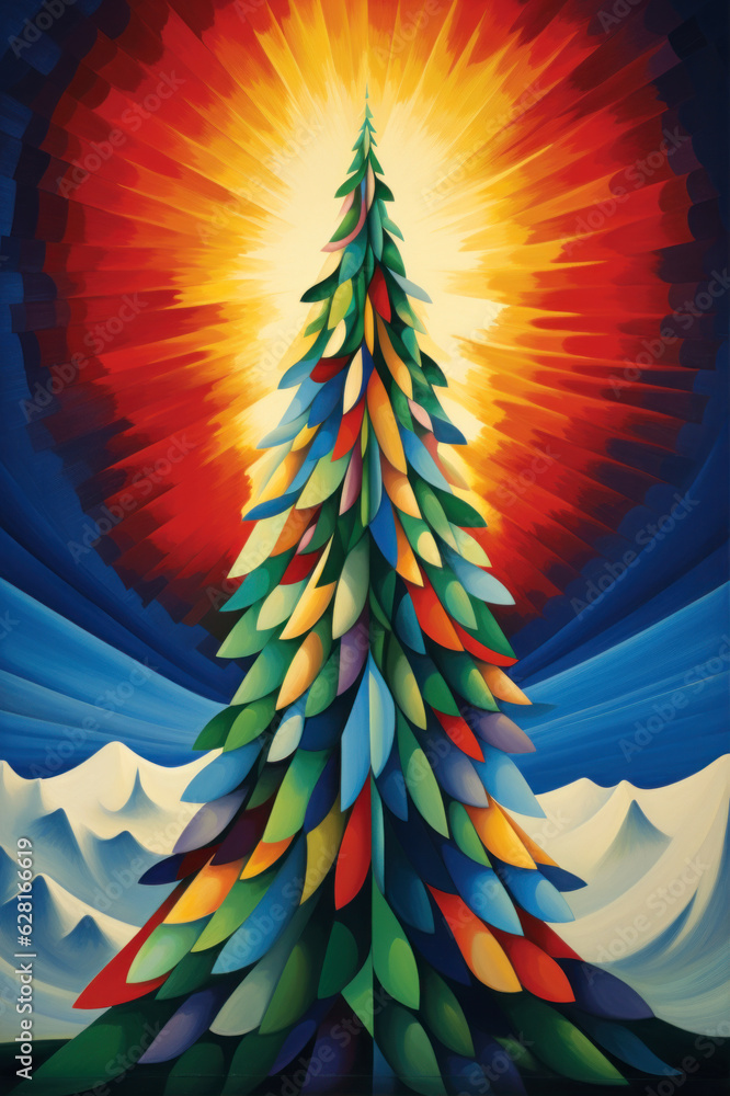 Retro Christmas tree illustration