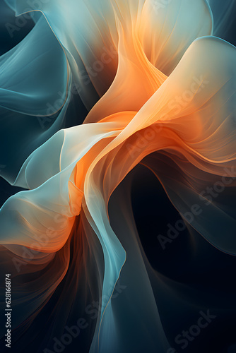 abstract fractal background with waves, orange and blue. 