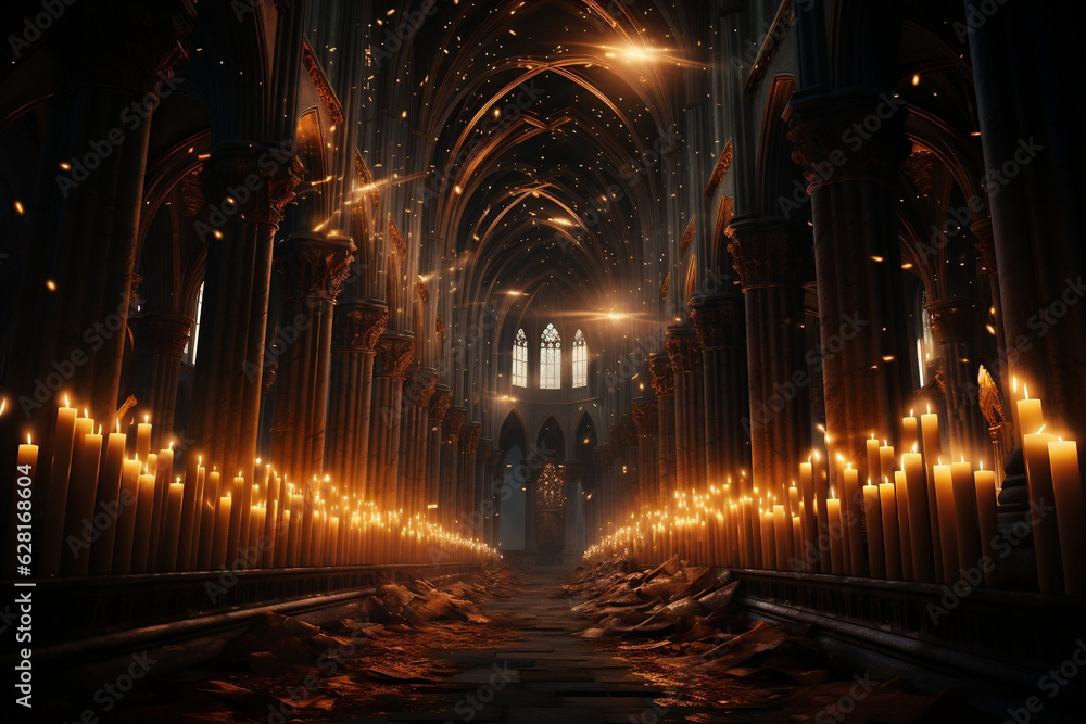 Majestic Cathedral Illuminated by Candlelight