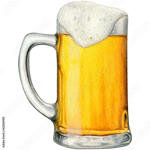 фотографія Watercolor hand drawn realistic glasses of beer