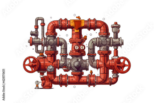 Pipes and valve. Vector illustration design.