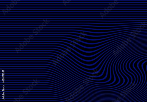 Blue wavy lines on dark background, technical pattern, elegant style
