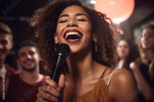 cropped shot of a beautiful young woman singing with friends at her birthday party