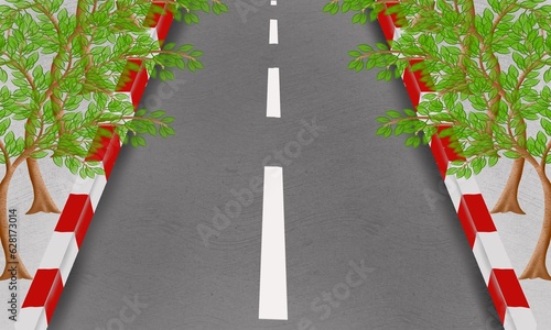Fotografi Road with trees side