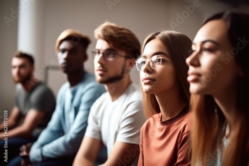 shot of a group of students listening to their lecturer during class