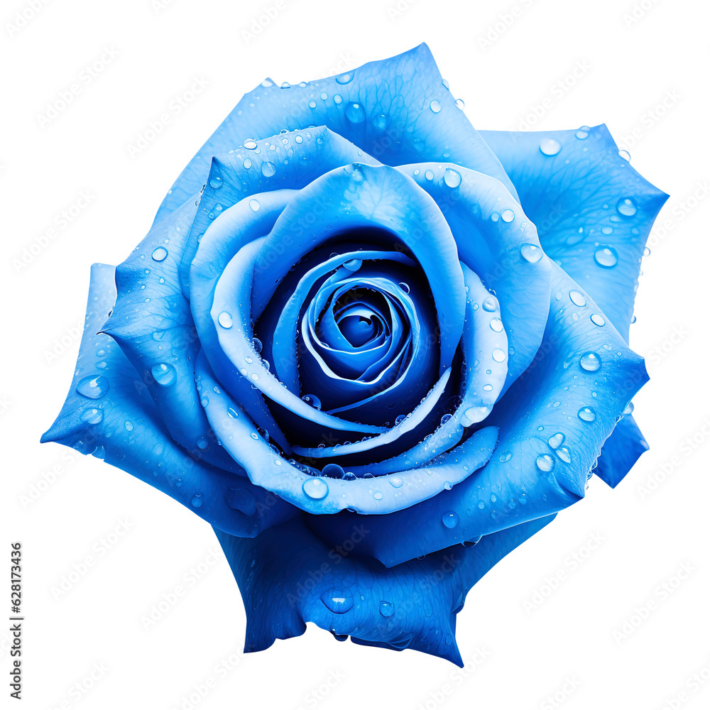 Blue rose with water drops on transparent background Remove png created ...