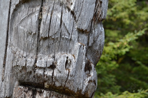 Historic Totem Poles, Sgang Gwaay, Ninstints, Haida Gwaii, BC, Canada

