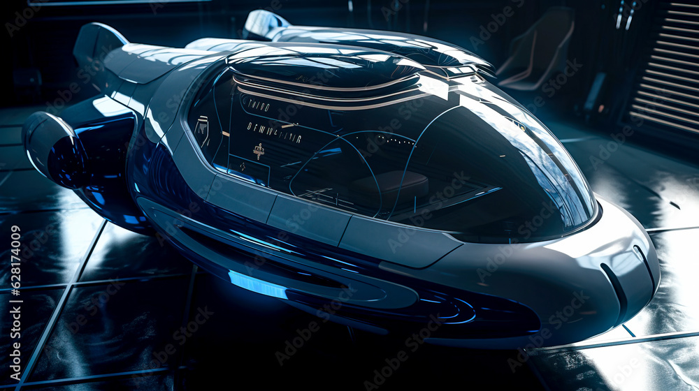 Fototapeta premium Sleek Sci-Fi Vessel: Embark on a Space Adventure | Made with Generative AI