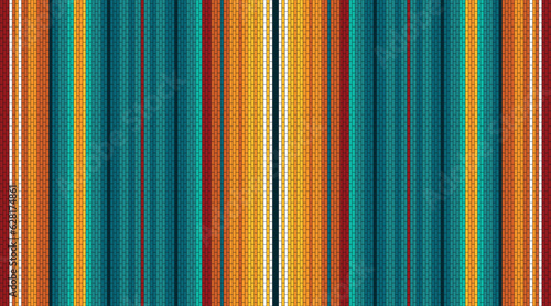 Colorful stripes background. Mexican style vector seamless pattern. Serape design. Ornament for Cinco de Mayo fiesta decor. Ethnic fabric . Native American Heritage day illustration