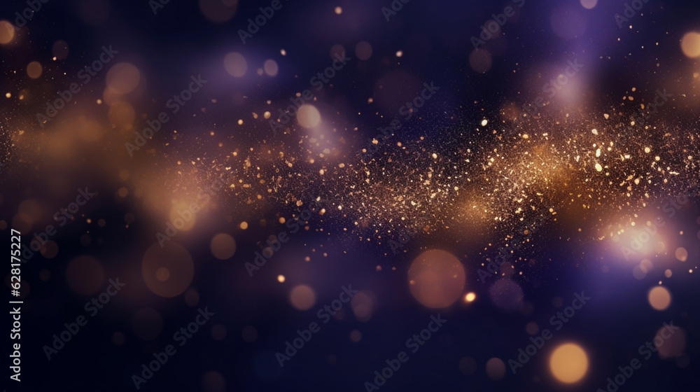 Glitter vintage lights background. gold, silver, purple and black. defocused. Purple abstract bokeh background.Abstract glowing wallpaper background