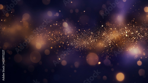Glitter vintage lights background. gold  silver  purple and black. defocused. Purple abstract bokeh background.Abstract glowing wallpaper background