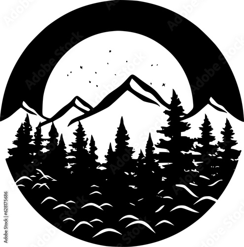Forest | Black and White Vector illustration