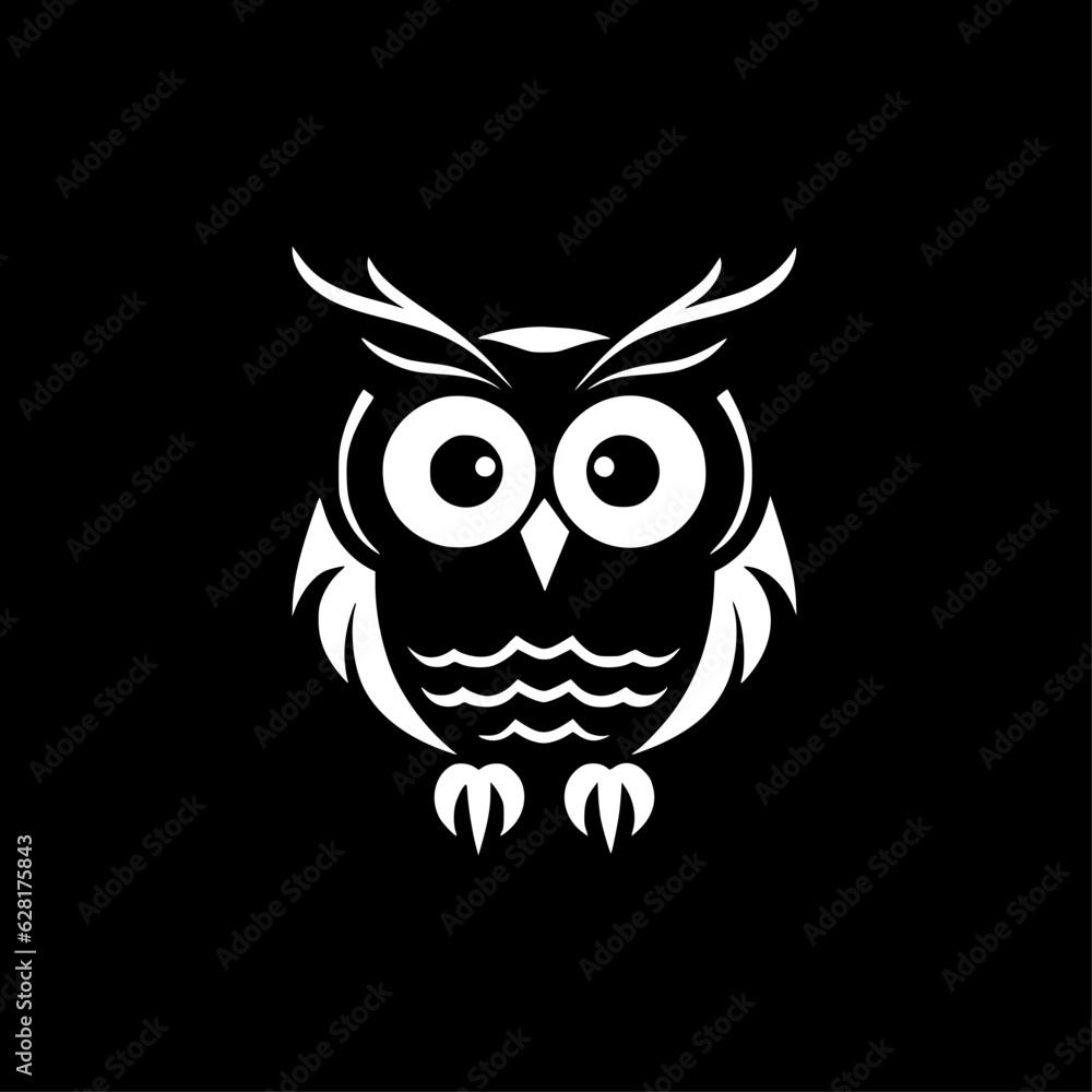 Owl - Black and White Isolated Icon - Vector illustration