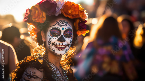 Mexican woman dressed for the Day of the Dead celebration