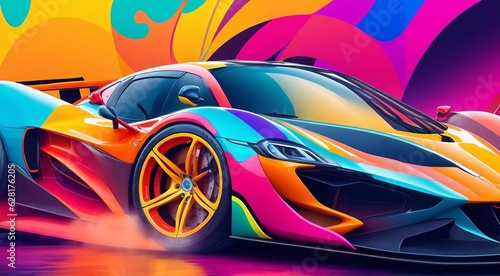 hd abstract sports car on colored background  car art  colored car on abstract colored background