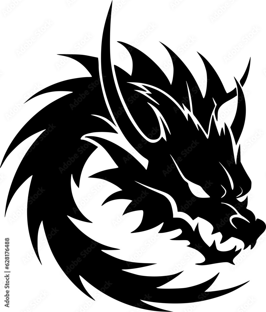 Dragon | Black and White Vector illustration Dragon | Black and White Vector illustration