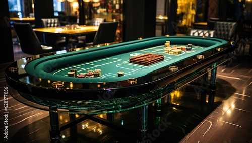 Casino game table, gaming chips