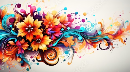 Creative layout made of flowers and leaves. flat laying. nature concept. Floral card. Colorful spring floral background, place for text. Nature Fashion decorative design.