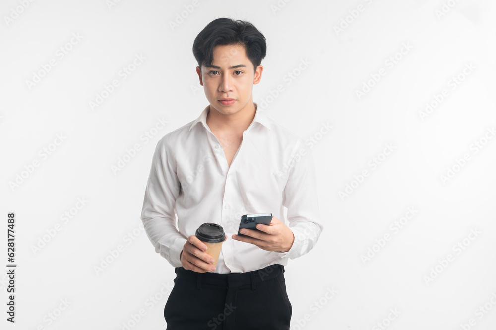 young businessman in business travel concept isolated on white background young businessman in business travel concept isolated on white background