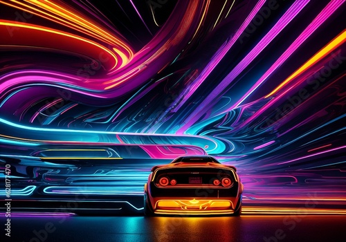 hd abstract sports car on colored background, car art, colored car on abstract colored background © Gegham