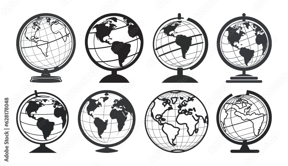 Obraz premium Globe earth world icons set vector