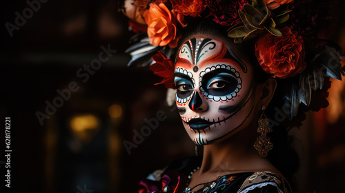 Mexican woman dressed for the Day of the Dead celebration © Natalia