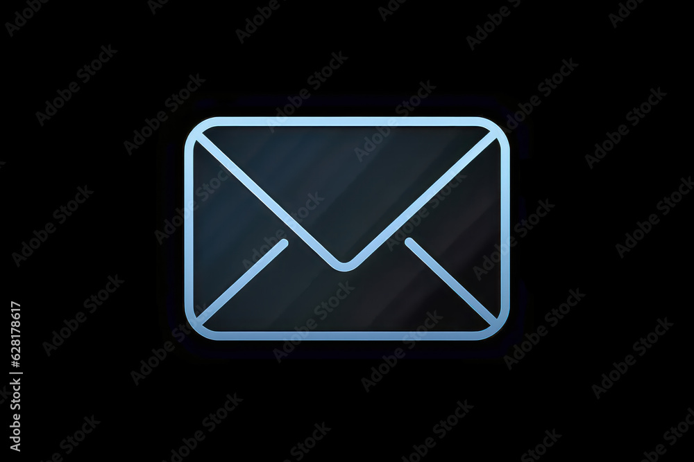 Email symbol, on dark background. Generative AI. Email symbol, on dark background. Generative AI.