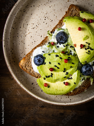 Tost bread with avocado photo