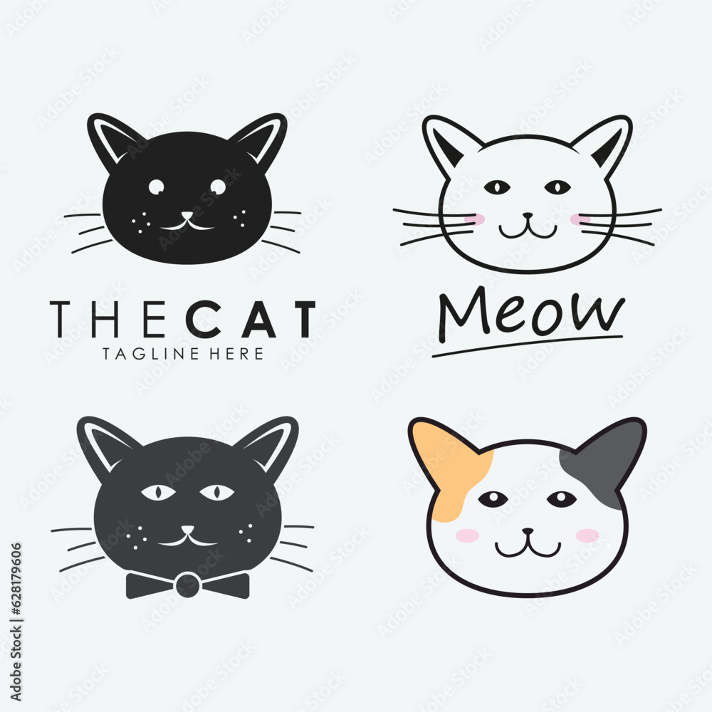 Obraz premium Cute Cat Face Silhouette Design