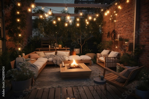How to Create a Cozy Outdoor Atmosphere with String Lights - Generative AI © create interior