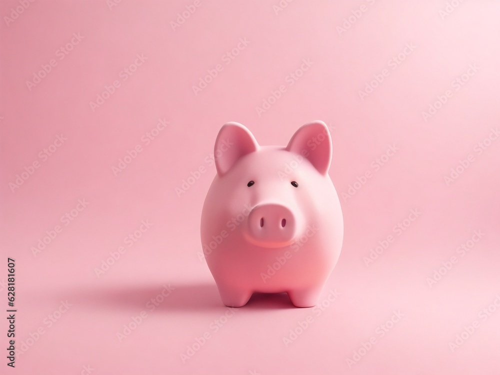 piggy bank on pink background