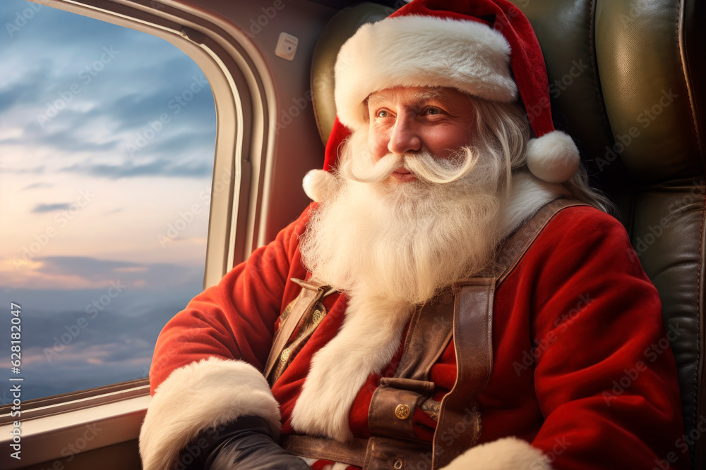santa claus traveling by plane in first class santa claus traveling by plane in first class