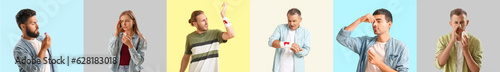 Set of bleeding people on c...