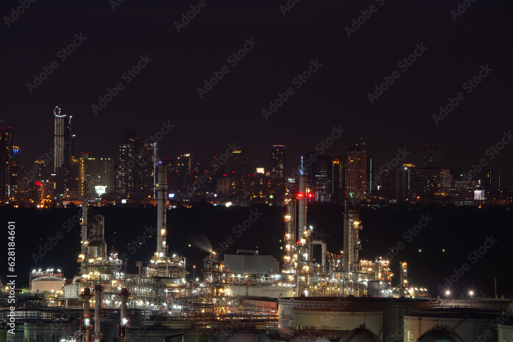 Aerial view Industry Oil refinery oil and gas refinery background, Business petrochemical industrial, Refinery oil and gas factory power and fuel energy, Ecosystem estates. Fuel refinery industry at 