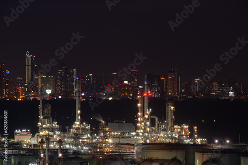 Aerial view Industry Oil refinery oil and gas refinery background, Business petrochemical industrial, Refinery oil and gas factory power and fuel energy, Ecosystem estates. Fuel refinery industry at  © boygek