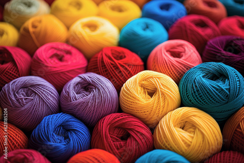 colorful variety of skein of yarn, generative ai