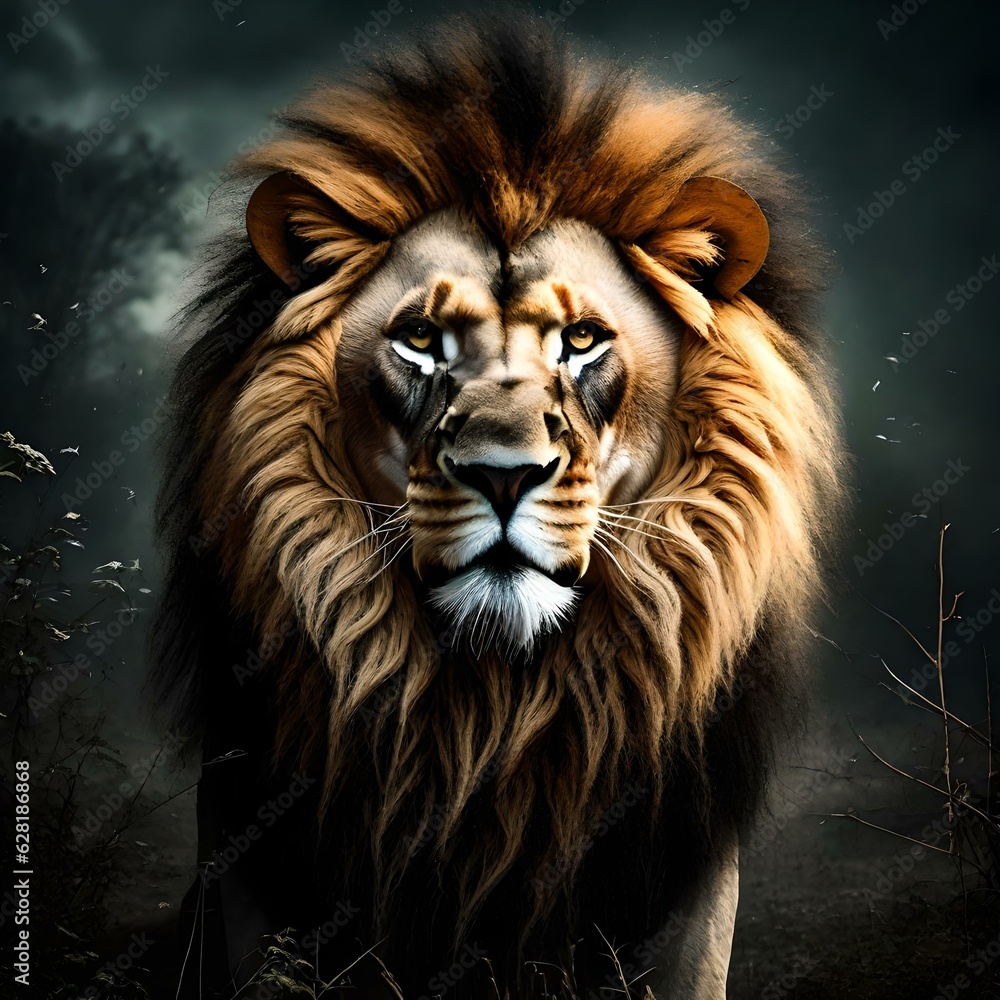 Naklejka premium Portrait of a lion , Generated using AI