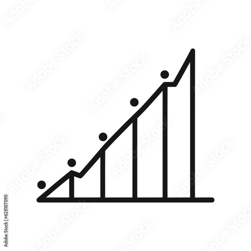 Grow bar graph icon vector 