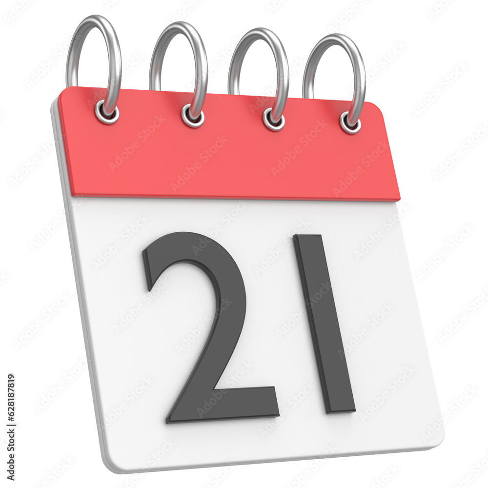 3D calendar. Day 21. Twenty-first day of the month. 3D illustration. 3D calendar. Day 21. Twenty-first day of the month. 3D illustration.