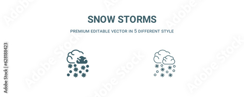 snow storms icon. Filled and line snow storms icon from weather collection. Outline vector isolated on white background. Editable snow storms symbol