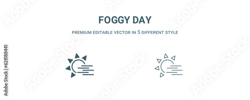 foggy day icon. Filled and line foggy day icon from weather collection. Outline vector isolated on white background. Editable foggy day symbol