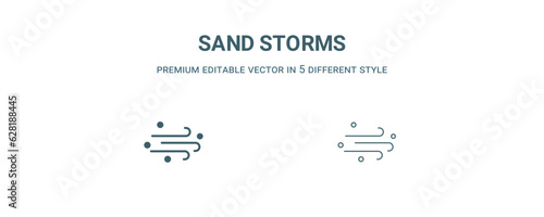 sand storms icon. Filled and line sand storms icon from weather collection. Outline vector isolated on white background. Editable sand storms symbol