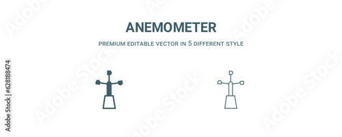 anemometer icon. Filled and line anemometer icon from weather collection. Outline vector isolated on white background. Editable anemometer symbol