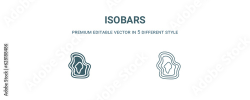 isobars icon. Filled and line isobars icon from weather collection. Outline vector isolated on white background. Editable isobars symbol photo