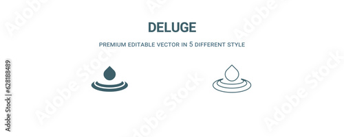 deluge icon. Filled and line deluge icon from weather collection. Outline vector isolated on white background. Editable deluge symbol