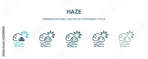 haze icon in 5 different style. Outline, filled, two color, thin haze icon isolated on white background. Editable vector can be used web and mobile