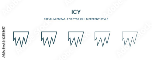 icy icon in 5 different style. Thin, light, regular, bold, black icy icon isolated on white background.