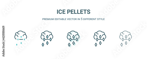 ice pellets icon in 5 different style. Outline, filled, two color, thin ice pellets icon isolated on white background. Editable vector can be used web and mobile